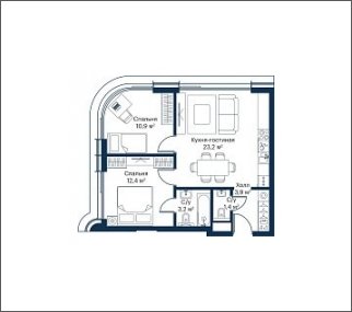 2-комнатная квартира с частичной отделкой, 55 м2, 50 этаж, сдача 4 квартал 2023 г., ЖК City Bay, корпус Atlantic Ocean 1 - объявление 1934794 - фото №1