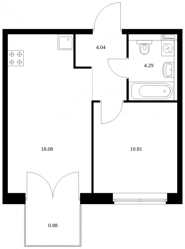 1-комнатная квартира с полной отделкой, 38.1 м2, 11 этаж, сдача 1 квартал 2024 г., ЖК Green Park, корпус 8 - объявление 1594601 - фото №1
