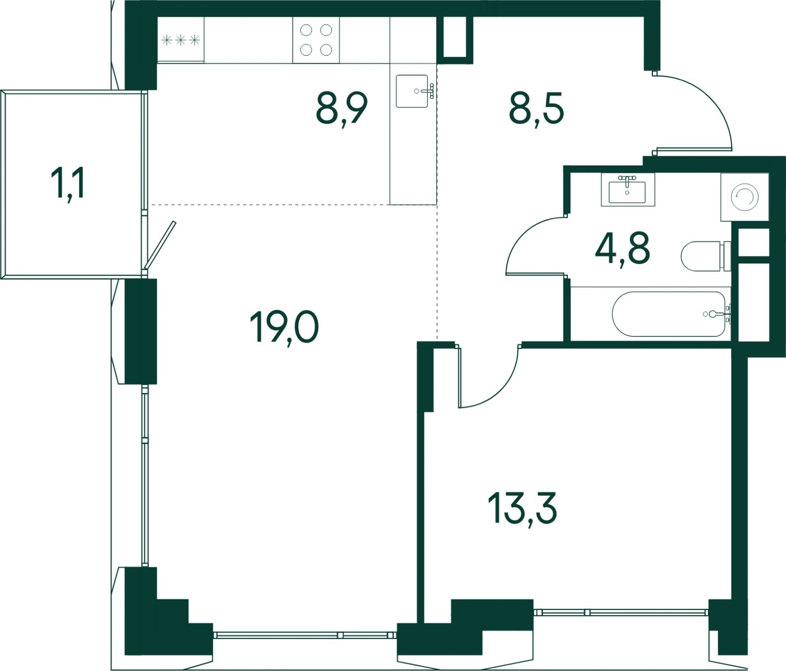 1-комнатная квартира без отделки, 55.6 м2, 3 этаж, сдача 2 квартал 2025 г., ЖК Клубный город на реке Primavera, корпус 6 квартала "Vivaldi" - объявление 2046760 - фото №1