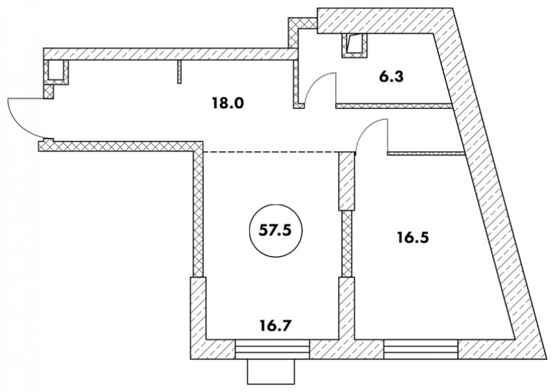 2-комнатные апартаменты 57.5 м2, 2 этаж, дом сдан, ЖК Флотилия, корпус 4 - объявление 1952685 - фото №1