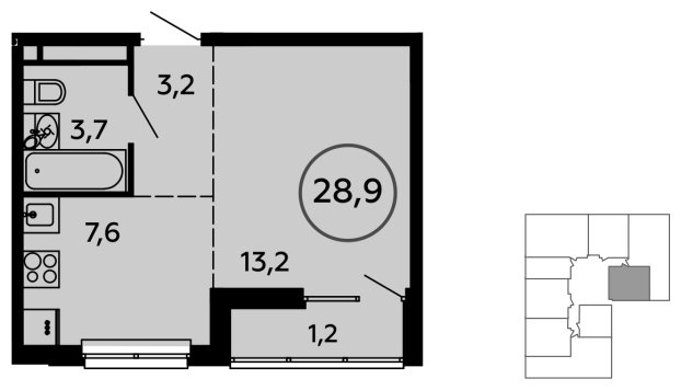 Студия с полной отделкой, 28.9 м2, 8 этаж, сдача 3 квартал 2023 г., ЖК Скандинавия, корпус 2.14.2 - объявление 1499657 - фото №1