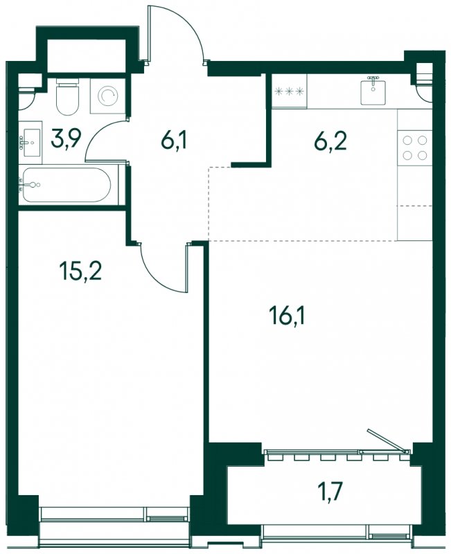 1-комнатная квартира без отделки, 49.2 м2, 8 этаж, сдача 2 квартал 2025 г., ЖК Клубный город на реке Primavera, корпус 4 квартала "Vivaldi" - объявление 1784609 - фото №1