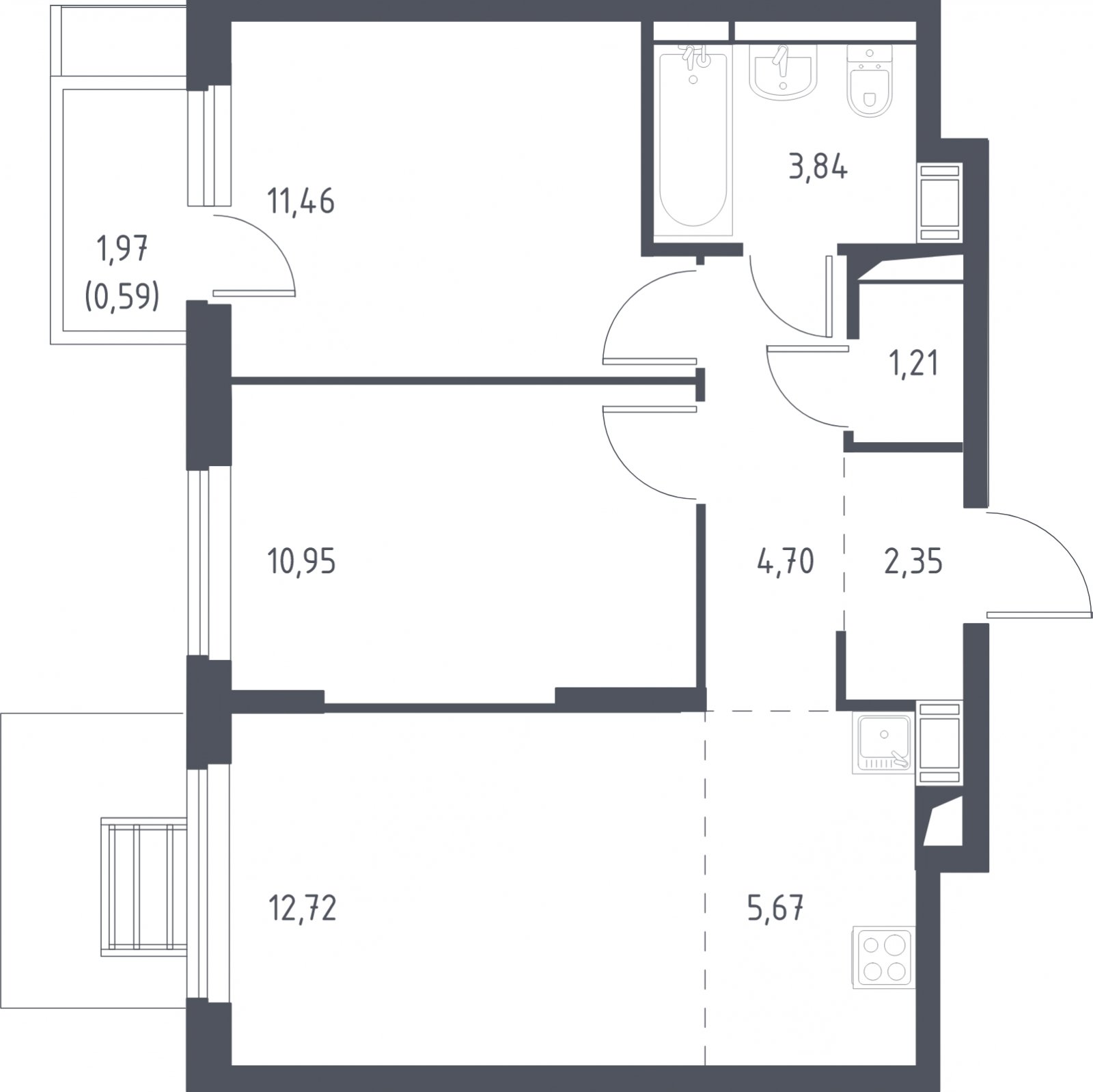 3-комнатная квартира с полной отделкой, 53.49 м2, 13 этаж, дом сдан, ЖК Пригород Лесное, корпус 6 - объявление 2006559 - фото №1