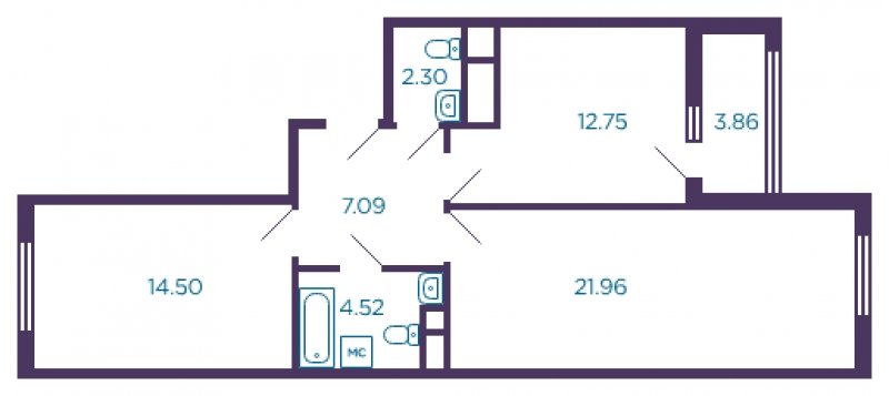 2-комнатная квартира без отделки, 65.05 м2, 6 этаж, сдача 4 квартал 2022 г., ЖК Миниполис Дивное, корпус 3 - объявление 1618447 - фото №1