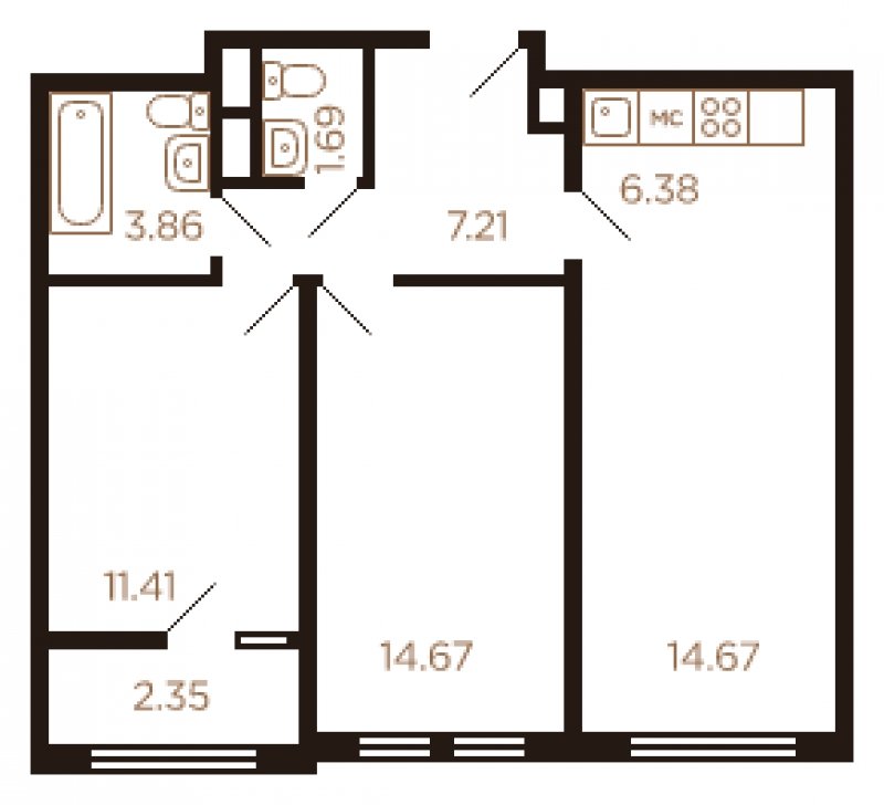 3-комнатная квартира с полной отделкой, 61 м2, 3 этаж, дом сдан, ЖК Миниполис Рафинад, корпус 10 - объявление 1756612 - фото №1