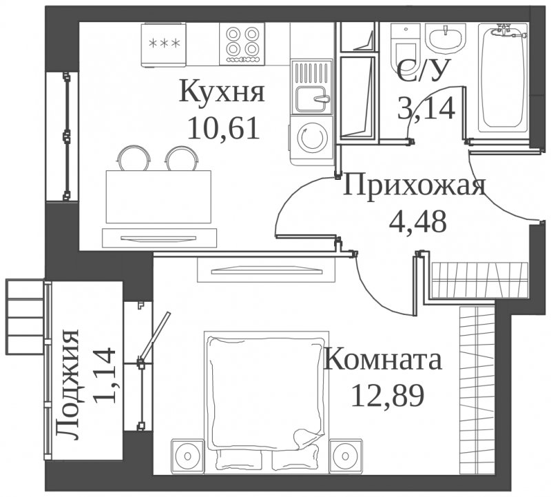 1-комнатная квартира с частичной отделкой, 32.26 м2, 23 этаж, сдача 2 квартал 2023 г., ЖК Аквилон Митино, корпус 4 - объявление 1651571 - фото №1