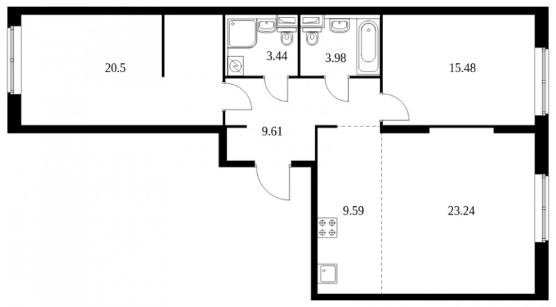 3-комнатная квартира с полной отделкой, 85.84 м2, 17 этаж, сдача 1 квартал 2024 г., ЖК Green Park, корпус 8 - объявление 1676016 - фото №1