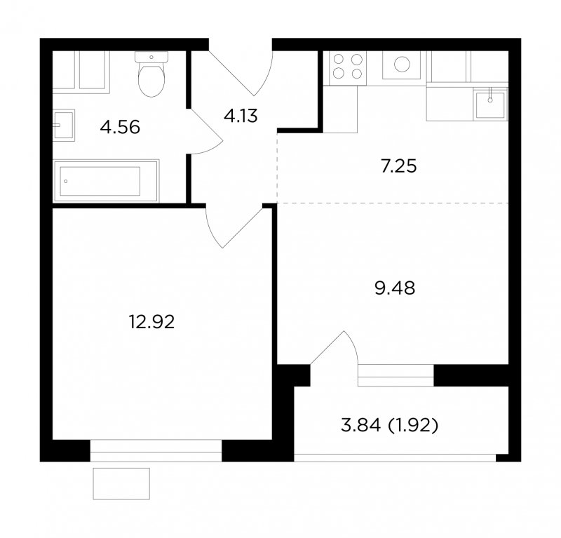 2-комнатная квартира без отделки, 40.26 м2, 8 этаж, дом сдан, ЖК VESNA, корпус 4.1 - объявление 1720031 - фото №1
