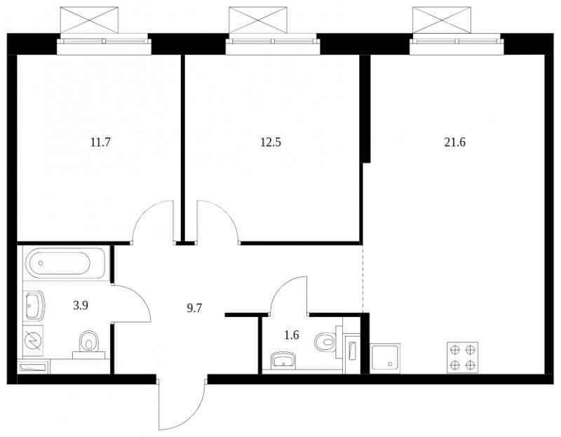 2-комнатная квартира с полной отделкой, 61 м2, 2 этаж, сдача 1 квартал 2023 г., ЖК Бусиновский парк, корпус 1.1 - объявление 1347748 - фото №1