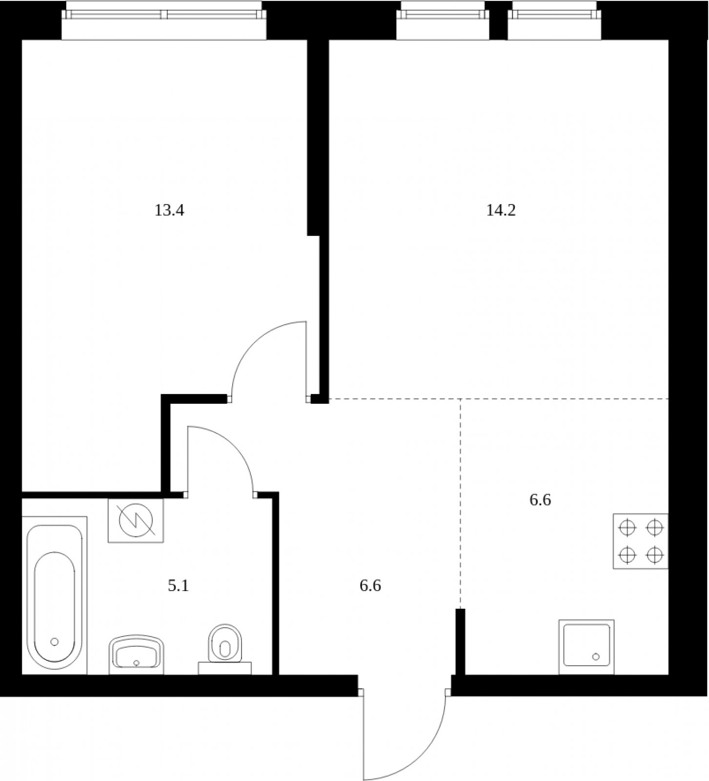 2-комнатная квартира с полной отделкой, 45.9 м2, 11 этаж, сдача 3 квартал 2023 г., ЖК Кронштадтский 9, корпус 1.1 - объявление 2031585 - фото №1
