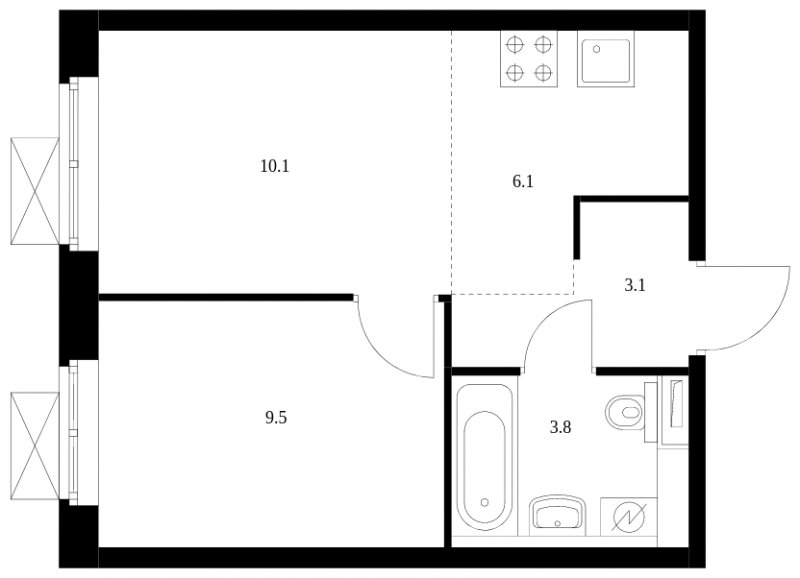 2-комнатная квартира с полной отделкой, 32.6 м2, 21 этаж, сдача 4 квартал 2023 г., ЖК Перовское 2, корпус 2.1 - объявление 1559060 - фото №1