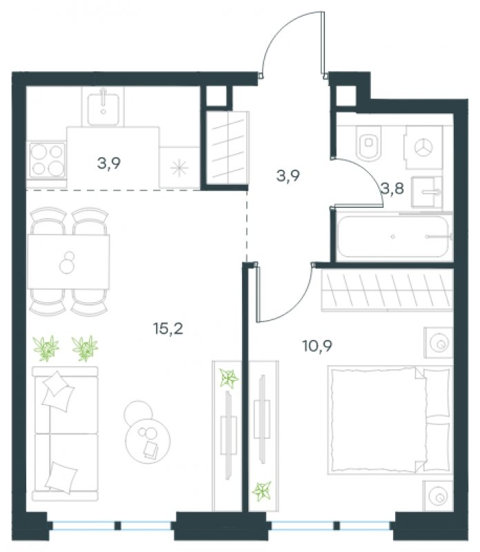 2-комнатная квартира без отделки, 37.7 м2, 5 этаж, сдача 4 квартал 2024 г., ЖК Level Мичуринский, корпус 6 - объявление 1672505 - фото №1