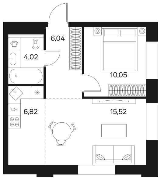 2-комнатная квартира без отделки, 42.44 м2, 3 этаж, сдача 4 квартал 2024 г., ЖК FØRST, корпус 2 - объявление 1942924 - фото №1