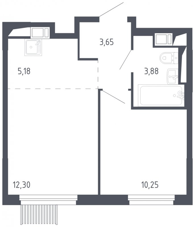 2-комнатная квартира с полной отделкой, 35.26 м2, 14 этаж, сдача 3 квартал 2023 г., ЖК Мытищи Парк, корпус 2 - объявление 1568701 - фото №1