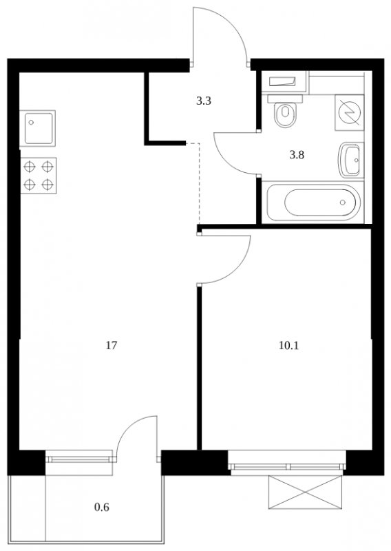 1-комнатная квартира с полной отделкой, 34.8 м2, 14 этаж, сдача 2 квартал 2025 г., ЖК Саларьево Парк, корпус 56.1 - объявление 2084549 - фото №1