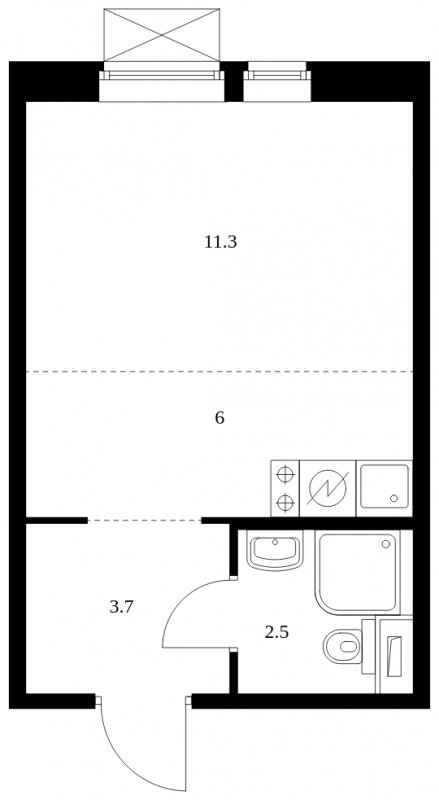 Студия с полной отделкой, 23.5 м2, 8 этаж, сдача 3 квартал 2023 г., ЖК Ильинские Луга, корпус 14 - объявление 1680491 - фото №1