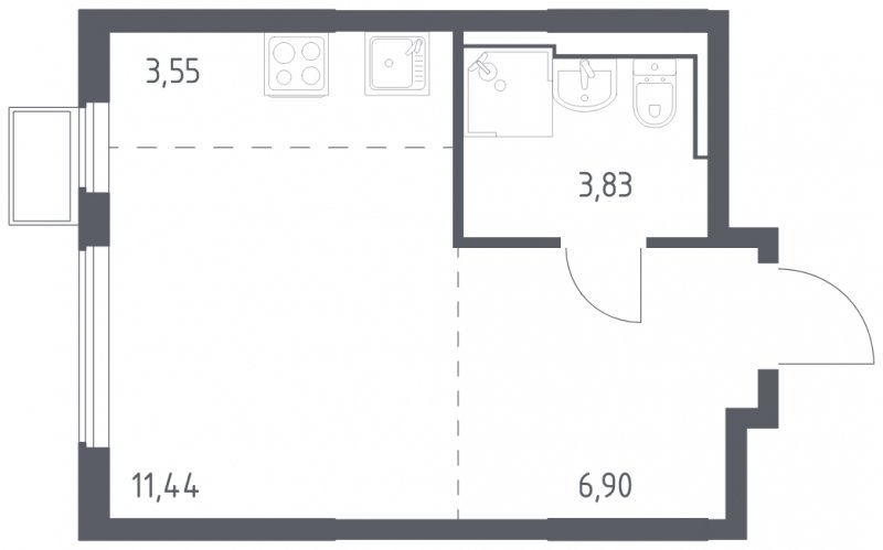 Студия с полной отделкой, 25.72 м2, 8 этаж, сдача 4 квартал 2024 г., ЖК Остафьево, корпус 15 - объявление 1848603 - фото №1