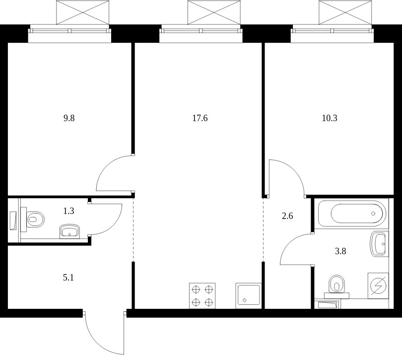 2-комнатная квартира с полной отделкой, 50.5 м2, 12 этаж, сдача 4 квартал 2023 г., ЖК Восточное Бутово, корпус 15 - объявление 1996644 - фото №1