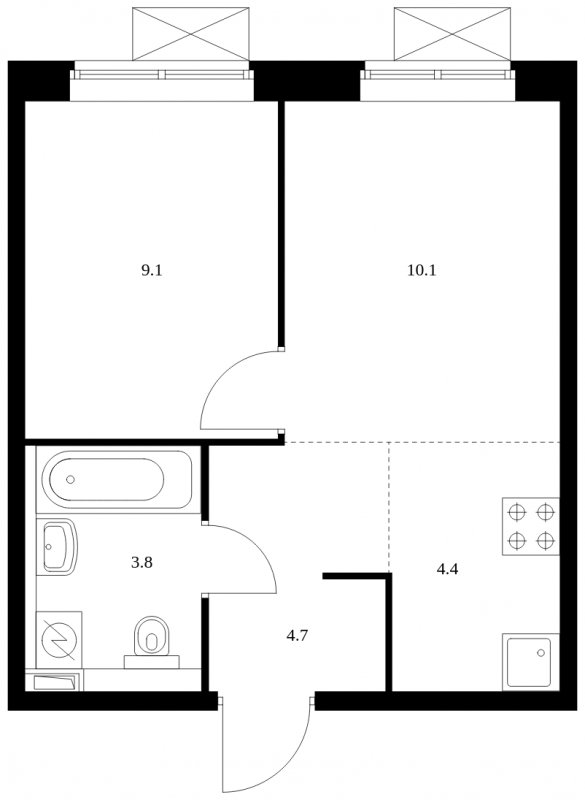 2-комнатная квартира с полной отделкой, 32.1 м2, 18 этаж, сдача 4 квартал 2023 г., ЖК Люблинский парк, корпус 13-14 - объявление 1688184 - фото №1
