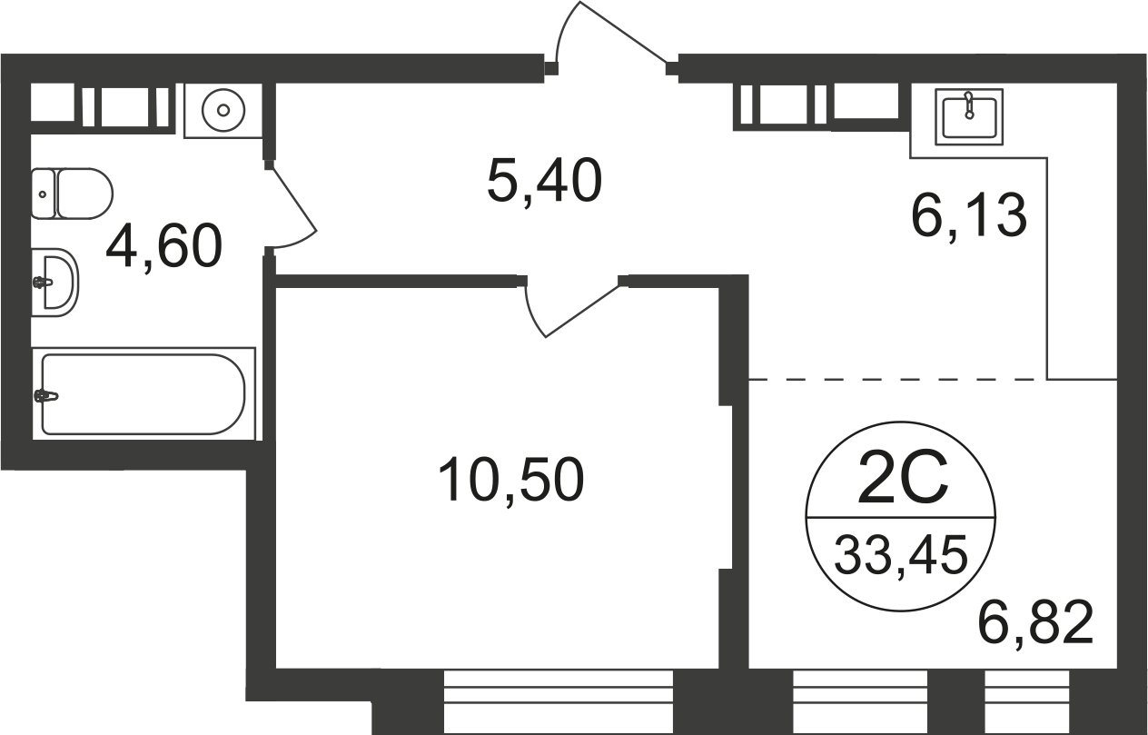 2-комнатная квартира с полной отделкой, 32.9 м2, 15 этаж, дом сдан, ЖК Люберцы, корпус 66 - объявление 2310926 - фото №1