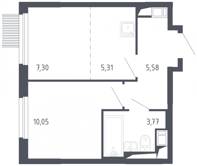 2-комнатная квартира с полной отделкой, 32.01 м2, 14 этаж, сдача 3 квартал 2023 г., ЖК Мытищи Парк, корпус 2 - объявление 1617070 - фото №1