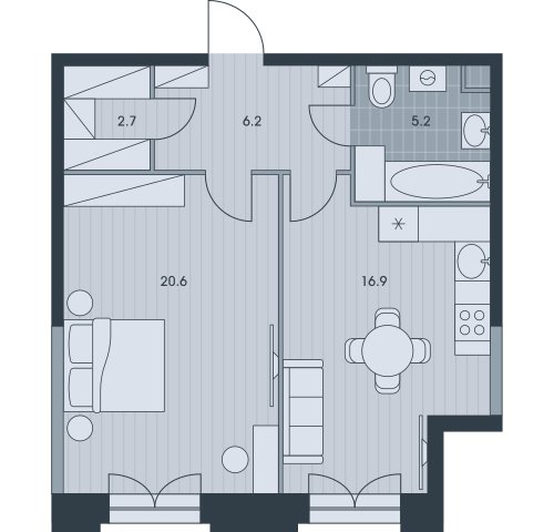 2-комнатная квартира без отделки, 51.6 м2, 6 этаж, дом сдан, ЖК EVER, корпус 1 - объявление 2377813 - фото №1