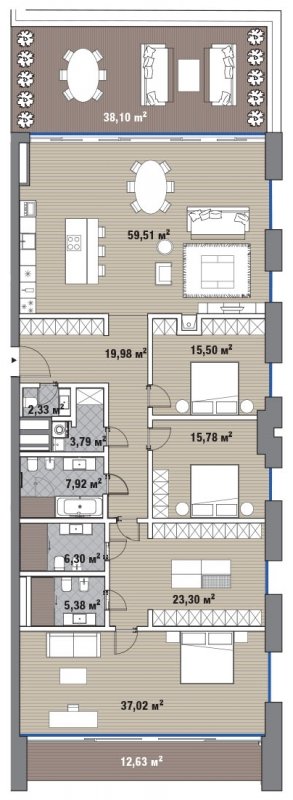4-комнатная квартира с полной отделкой, 214.54 м2, 9 этаж, дом сдан, ЖК Вишневый сад, корпус F - объявление 1520435 - фото №1