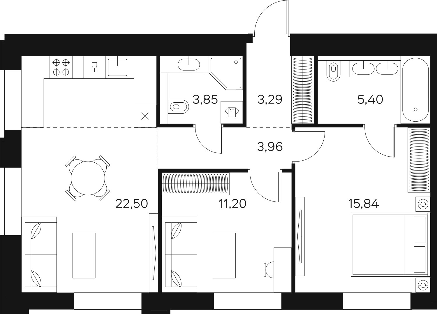 2-комнатная квартира без отделки, 66.04 м2, 18 этаж, сдача 4 квартал 2024 г., ЖК FØRST, корпус 2 - объявление 2366017 - фото №1