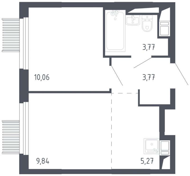 2-комнатная квартира с полной отделкой, 32.71 м2, 2 этаж, сдача 3 квартал 2023 г., ЖК Мытищи Парк, корпус 2 - объявление 1568541 - фото №1