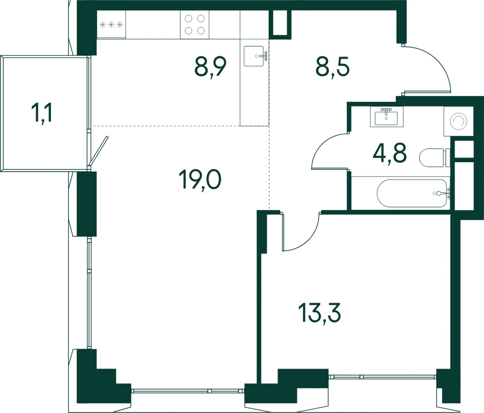 1-комнатная квартира без отделки, 55.6 м2, 2 этаж, сдача 2 квартал 2025 г., ЖК Клубный город на реке Primavera, корпус 6 квартала "Vivaldi" - объявление 2046744 - фото №1