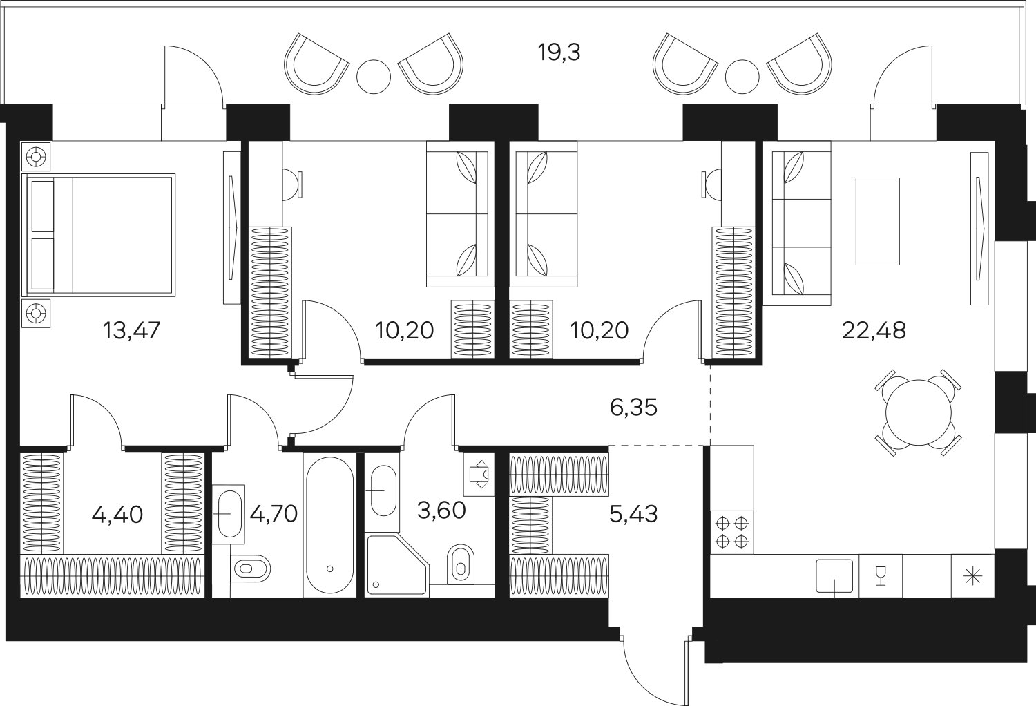 4-комнатная квартира без отделки, 86.62 м2, 16 этаж, сдача 4 квартал 2024 г., ЖК FØRST, корпус 1 - объявление 2350542 - фото №1