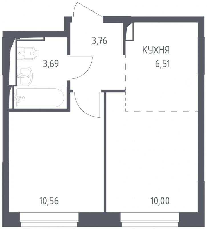 2-комнатная квартира с полной отделкой, 34.52 м2, 2 этаж, сдача 4 квартал 2023 г., ЖК Остафьево, корпус 11.3 - объявление 1744696 - фото №1