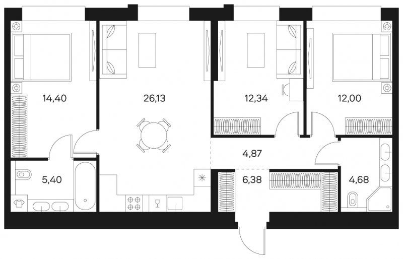 3-комнатная квартира без отделки, 85.88 м2, 19 этаж, сдача 4 квартал 2024 г., ЖК FØRST, корпус 2 - объявление 1942974 - фото №1