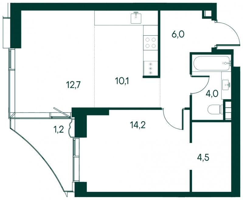 1-комнатная квартира без отделки, 52.7 м2, 2 этаж, дом сдан, ЖК Клубный город на реке Primavera, корпус 3 квартала "Vivaldi" - объявление 1930636 - фото №1