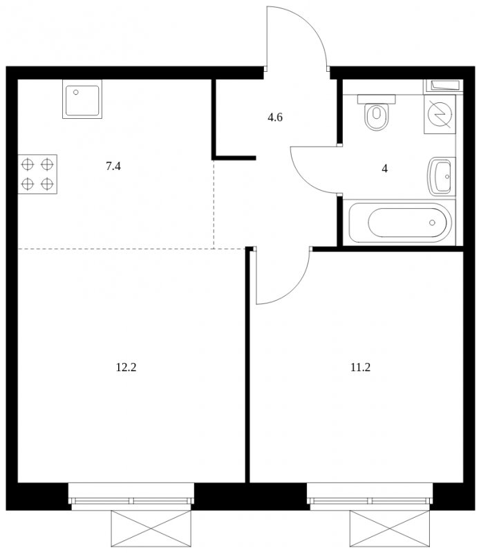 2-комнатная квартира с полной отделкой, 39.4 м2, 2 этаж, сдача 3 квартал 2023 г., ЖК Белая Дача парк, корпус 8.2 - объявление 1535735 - фото №1