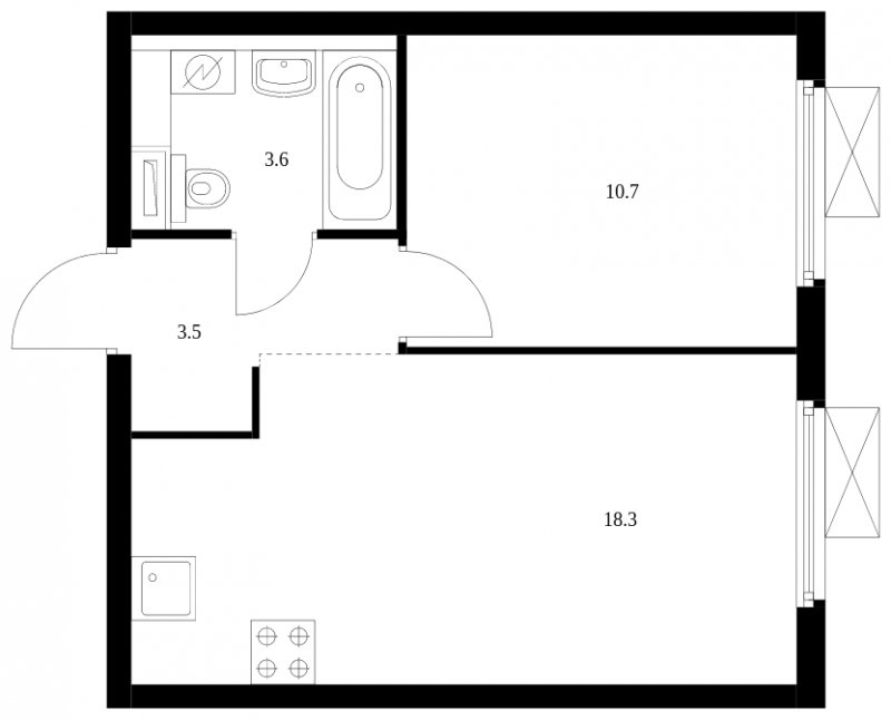 1-комнатная квартира с полной отделкой, 36.1 м2, 25 этаж, сдача 3 квартал 2024 г., ЖК Амурский парк, корпус 2 - объявление 1594842 - фото №1