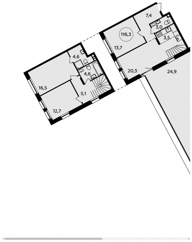4-комнатная квартира (евро) без отделки, 116.3 м2, 2 этаж, сдача 3 квартал 2023 г., ЖК Прокшино, корпус 4.3 - объявление 1503410 - фото №1
