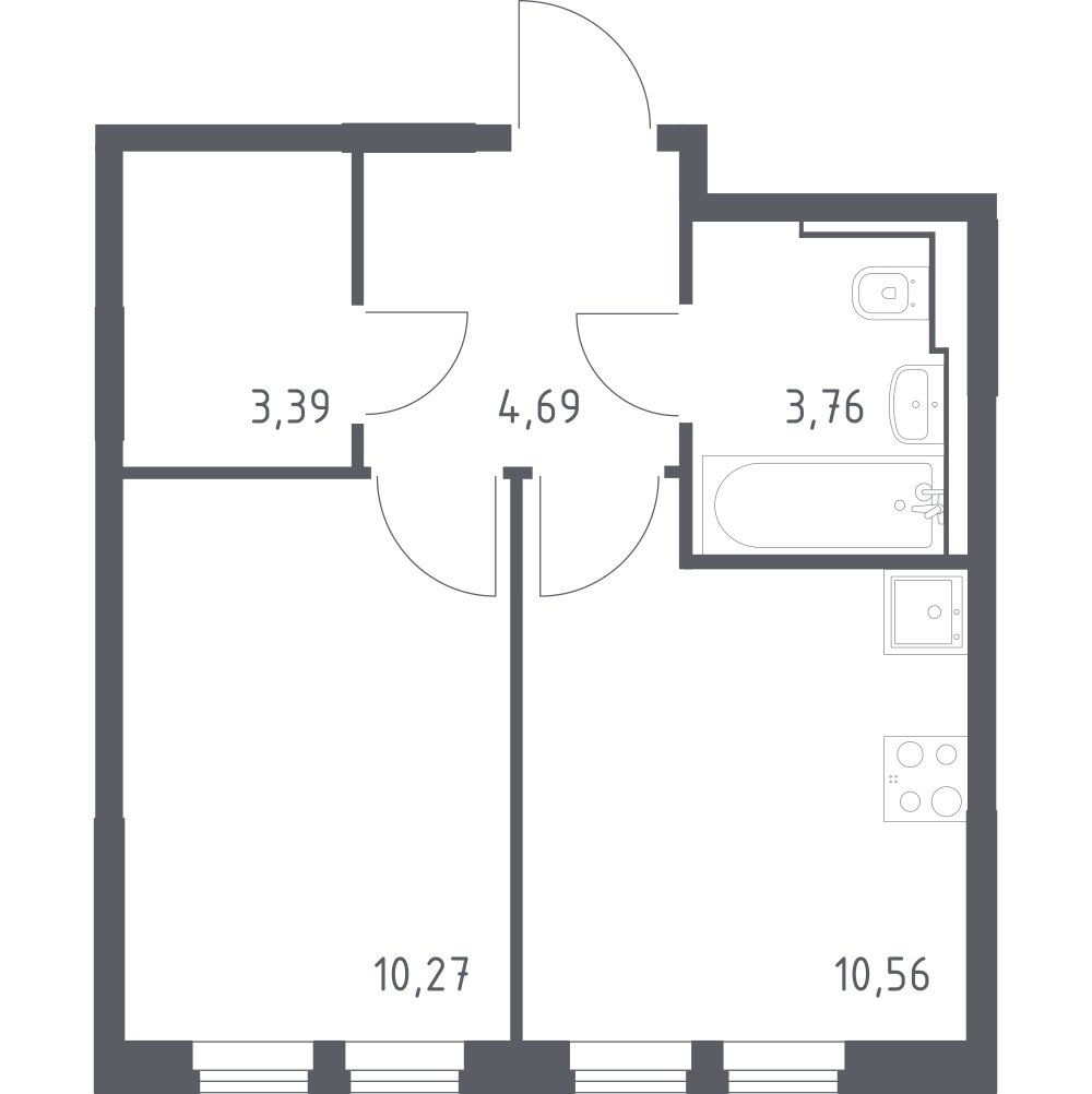 1-комнатная квартира с полной отделкой, 32.67 м2, 13 этаж, сдача 1 квартал 2025 г., ЖК Остафьево, корпус 19 - объявление 2138817 - фото №1