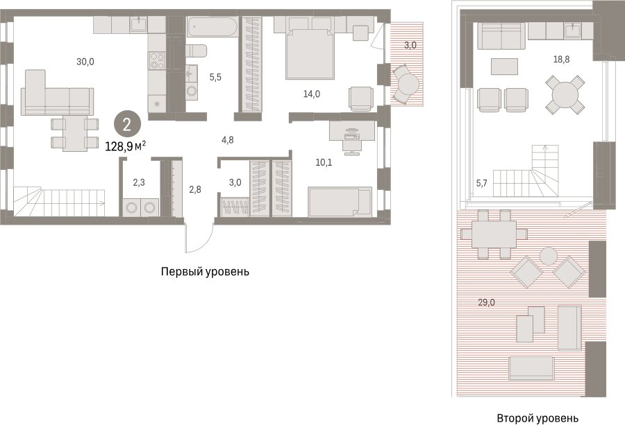 2-комнатная квартира с частичной отделкой, 128.94 м2, 7 этаж, сдача 1 квартал 2025 г., ЖК Первый квартал, корпус 5 - объявление 2310701 - фото №1